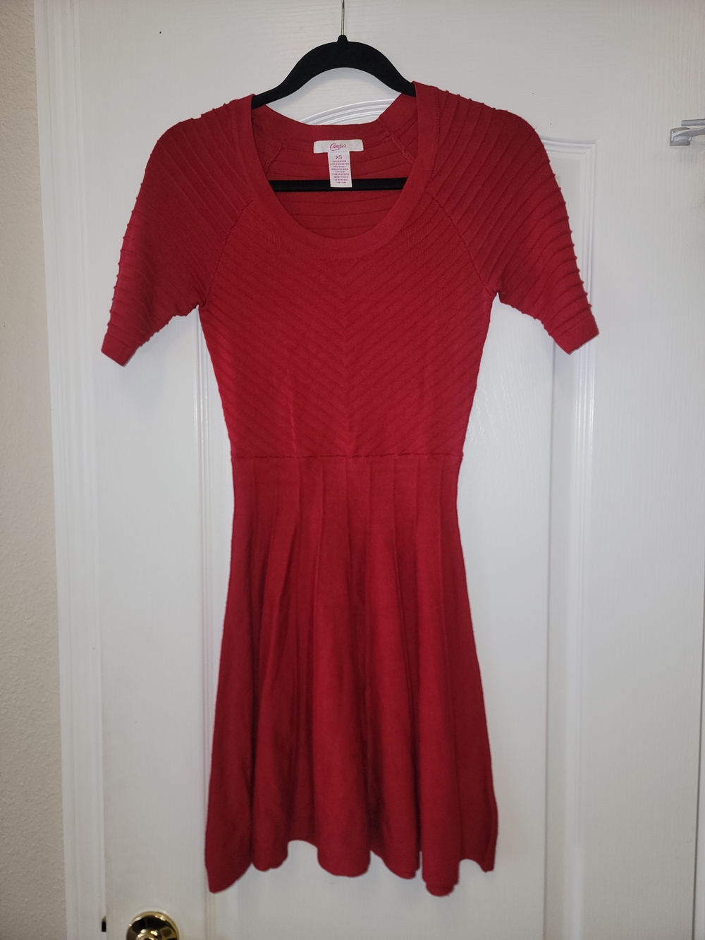 Candie's Red Textured Knit Fit & Flare Mini Dress